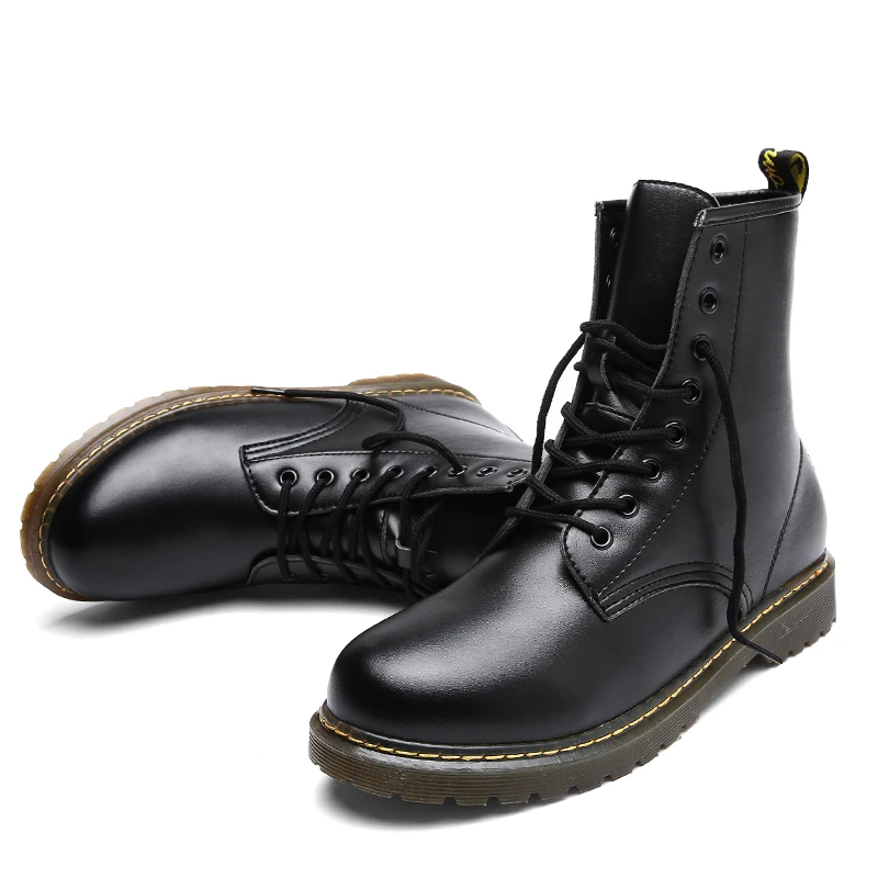 Зимние ботинки в военном стиле; мужская повседневная обувь; кожаные водонепроницаемые рабочие ботинки на шнуровке; мужские тактические ботинки; армейские ботинки; Цвет Черный; PUTILER