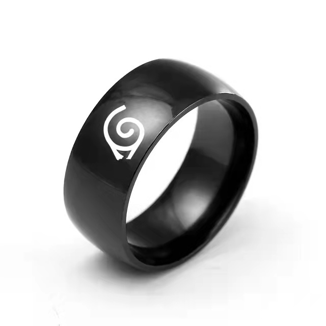17 Models New Leaf Ring Konoha Uzumaki Symbal Logo Sign Sasuke Itachi Ninja Fashion Stainless Steel Anime Jewelry Cosplay