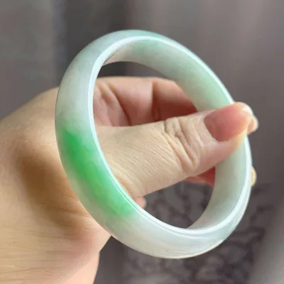 

Zheru Jewelry Myanmar Jade Light Color Two-tone 54-62mm Bracelet Elegant Princess Jewelry Best Gift for Mother and Girlfriend