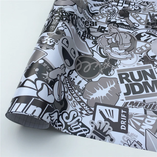 US $9.23 HD Print Black White Sticker Bomb Graffiti Vinyl Cartoon Adhesive Stickers FOR Scooter Skateboard D