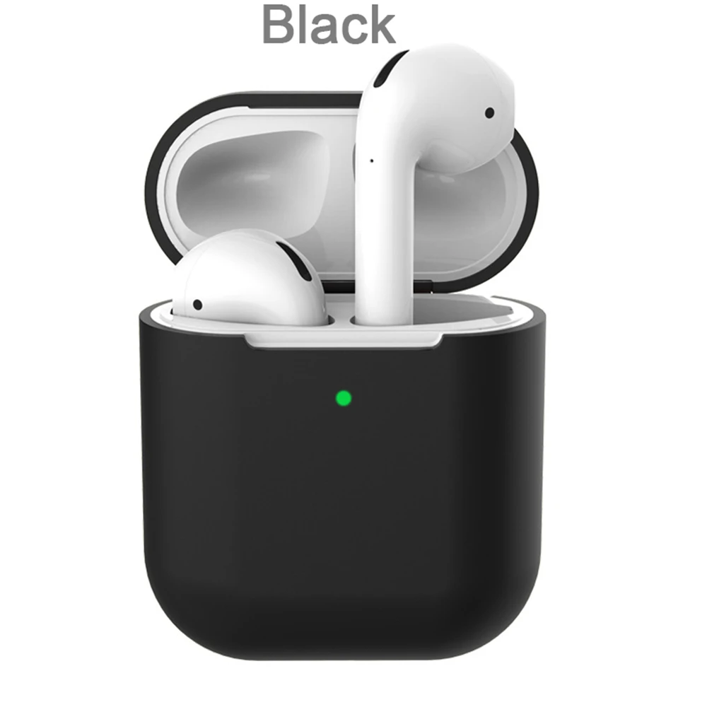 Черный Силиконовый чехол для AirPods 2 Bluetooth наушники беспроводные наушники протектор для Apple AirPods защитный чехол для Air Pods2 чехол - Цвет: Черный