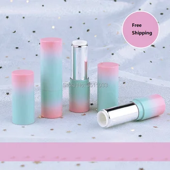 

NEW Pink Blue Gradient 12.1mm Empty Cosmetic Lipstick Tube DIY Round Lip Balm Container, Makeup Lip Rouge Refillable Bottle Tube