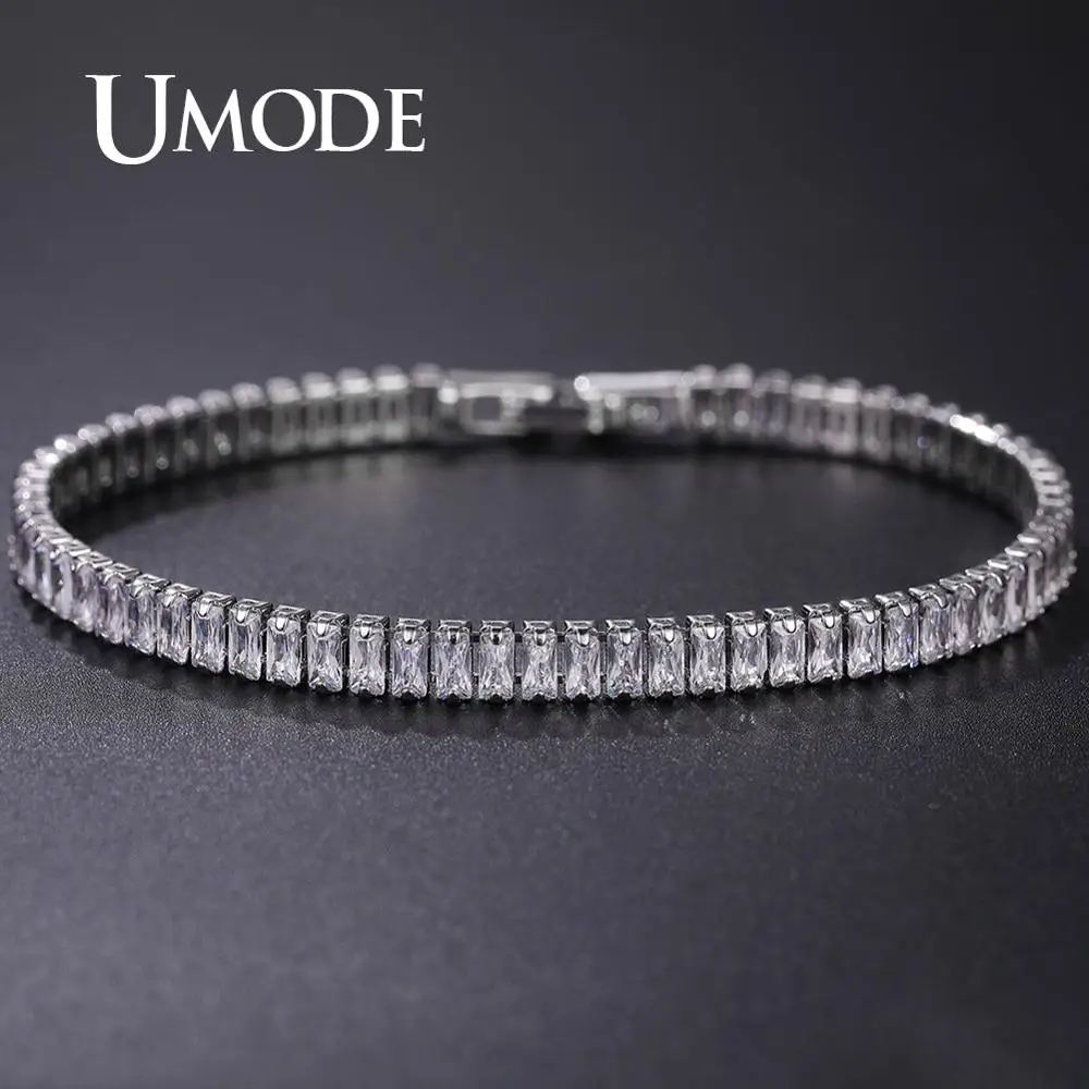 Женские теннисные браслеты UMODE 2 мм * 4 из прозрачного циркона роскошный браслет с