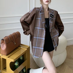 Inglaterra estilo blazer jaqueta feminina uniforme de beisebol emendado blazer falso duas peças blazer nicho design superior roupas femininas