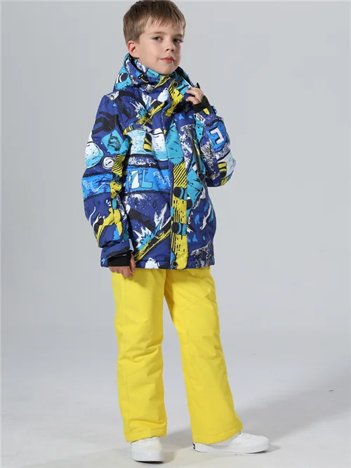 Лыжный костюм s для детей; зимний костюм для мальчиков; лыжный костюм для девочек лыжный костюм сноуборд лыжный костюм для девочки лыжный костюм зимние штаны лыжи лыжные штаны сноуборд сноубординг горнолыжный костюм - Цвет: yellow bright yellow