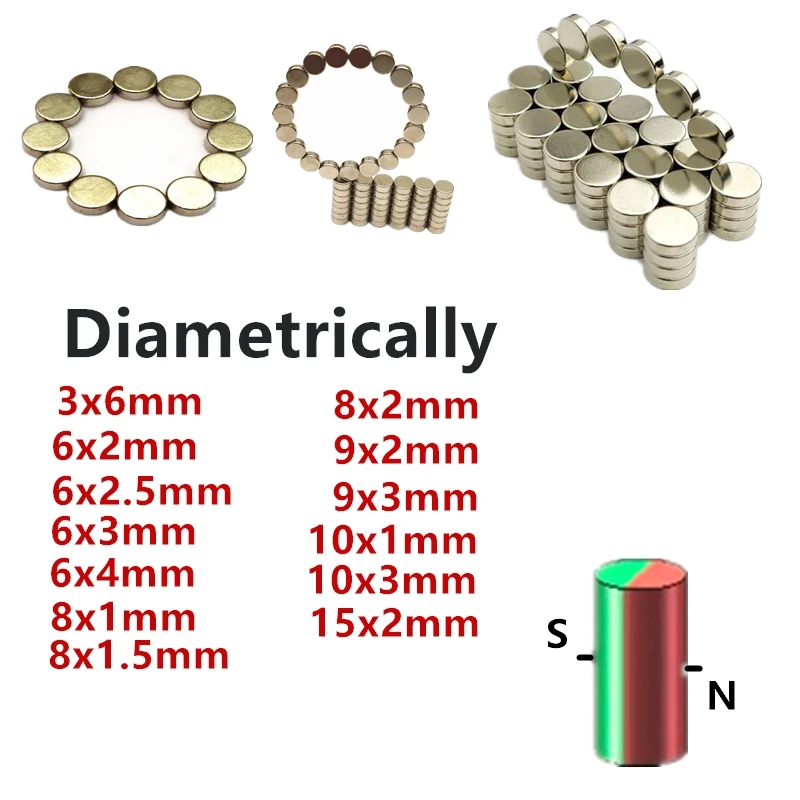 Magnete Di Ndfeb Diametrically 3X6 6X2 6X2.5 6X3 8X1 8X1.5 8X2 10X1 19X3 15X2 Millimetri 3 Millimetri 6 Millimetri 8 Millimetri Encoder Magnetico Con 