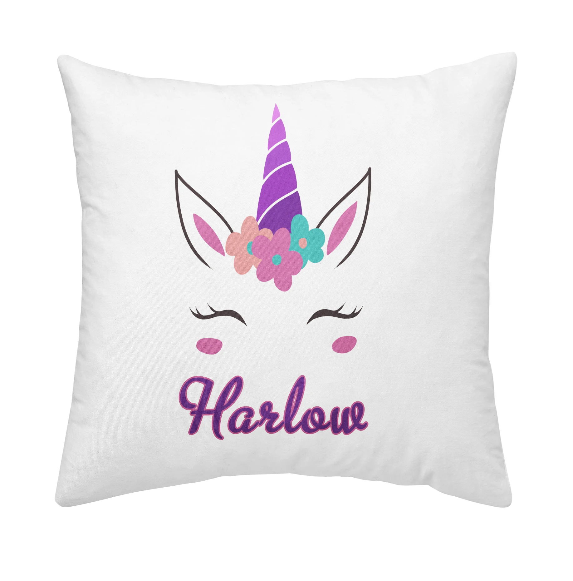 

Custom Pillowcase Unicorn Girl Princess Name/Text Personalized Cushion Throw Pillow case Cover Pillowslip 18x18