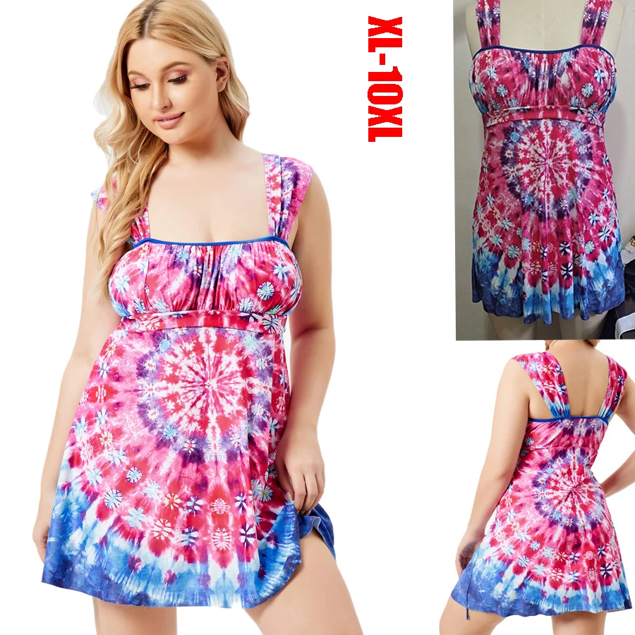 

2023 New Swimsuit Women Plus Size XL-10XL Sexy Print Tankini Set Two Piece Swimwear maillot de bain femme Fat Bathing