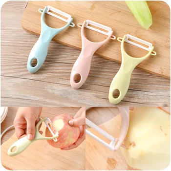 

3 Colours Plane Household Kitchen Multi-function Apple Scraping Fruit Paring Ceramic Knife Peeler