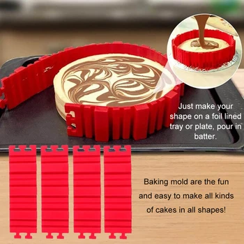 

Nonstick 4Pcs Set Silicone DIY Cake Mold Magic Bake Snakes Heart Shape Baking Tools Rectangular Round Kitchen Accessories