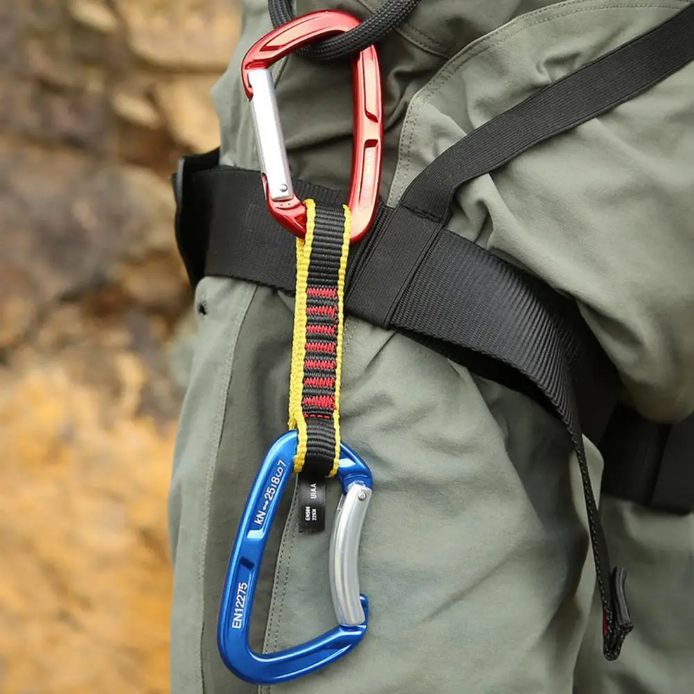 등산 전문 암벽 등반 Quickdraw 슬링 안전 잠금 장치 확장기 구부러진 카라비너 ??Mountaineer Outdoor Protect
