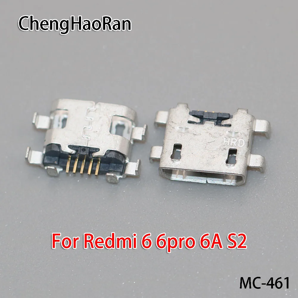 ChengHaoRan 100 шт./лот для Redmi 6 6pro 6A S2/NOTE 5A Micro USB коннектор зарядный порт Мобильный