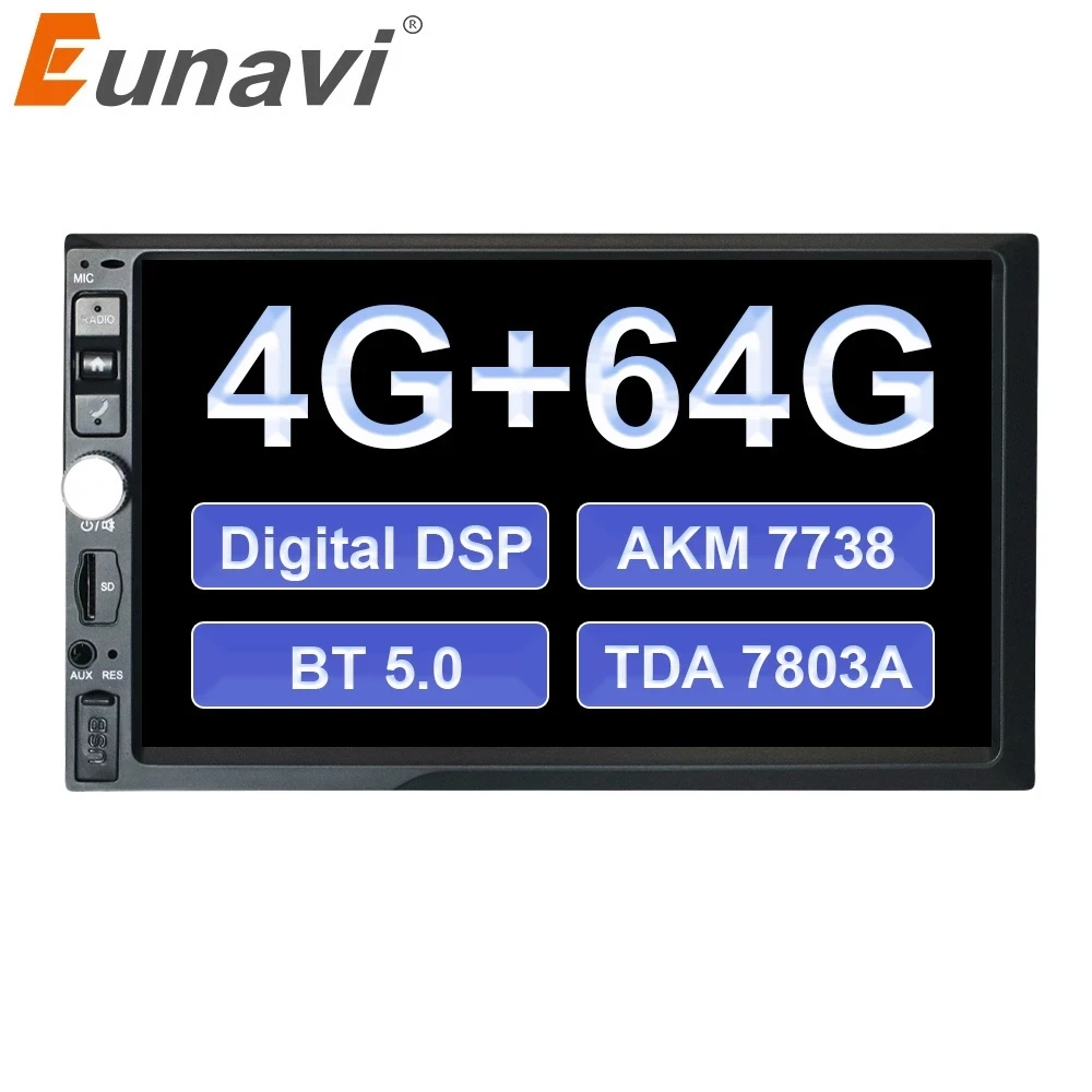 Универсальный Автомобильный мультимедийный плеер Eunavi 2 Din Android 10 автомагнитола