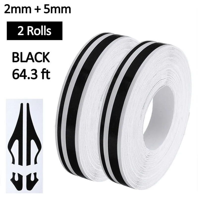 

Vinyl 2pcs Black Pin Striping Stripe Vinyl Tape Decals Stickers For Car Motorcycle Stripe Stickers