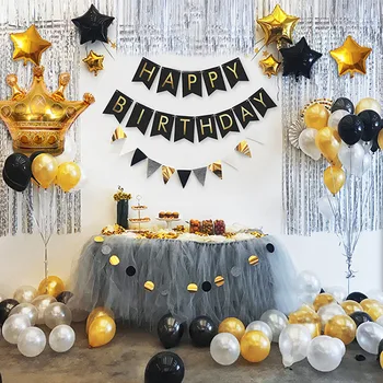 

Adult 21 30 40 Years Birthday Anniversary Party Disposable Set Black Pink Gold Series Party Decor Supplies 16 People Tableware