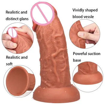 Big Dick Sexy Huge Dildo Female Masturbator Super Soft Realistic Penis Dildo Double-layer Silicone Suction Cup Dildos For Women 3