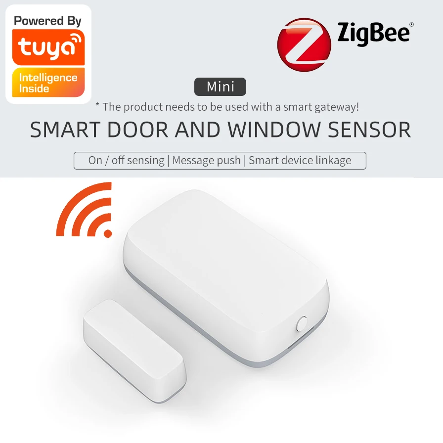 Tuya ZigBee Mini Sensor de ventana de puerta Kits de hogar inteligente sistema de alarma de trabajo con Tuya Gateway vida inteligente APP casa Sistema de control