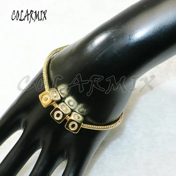 

4 Pcs Gold color Cube Charms Bracelet Bangle zircon charms elegant jewelry Bracelet gift for lady 50288