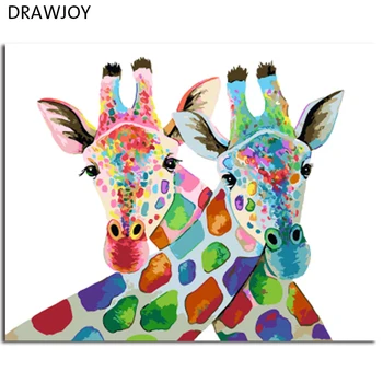

DRAWJOY Framed Picture Painting & Calligraphy Of Loely Animals DIY Painting By Numbers On Canvas Coloring By Numbers