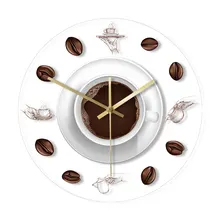Кофе ручной бобы настенные часы с светодиодный Подсветка современный