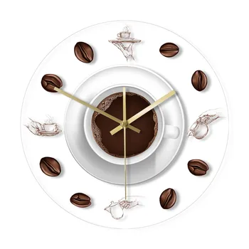 Reloj De Pared con luz LED y diseño moderno, Reloj De Pared acrílico para café, granos, café, cocina