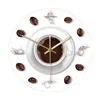 Coffee Hand Coffee Beans Wall Clock with LED Backlight Modern Design Cafe Coffee Mug Reloj De Pared Kitchen Acrylic Wall Watch 1