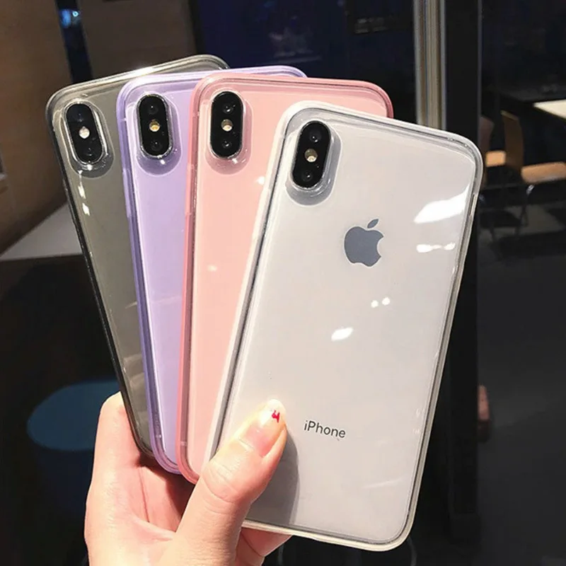 Прозрачный противоударный чехол карамельного цвета для телефона iPhone 11 PRO X XS XR Max 6