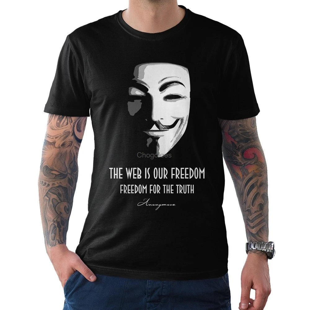 Анонимная The Web Is Our Freedom T Shirt Guy Fawkes V for Vendetta Tee | Мужская одежда