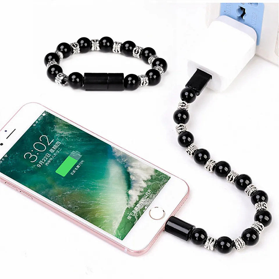 Браслет с бусинами чистого цвета USB-кабель универсальное зарядное устройство для