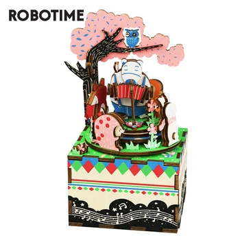 

Robotime DIY Rotating Music Box 3D Wooden Puzzle Assembly Model Building Kits Musical Toys for Children Birthday Gift AM404