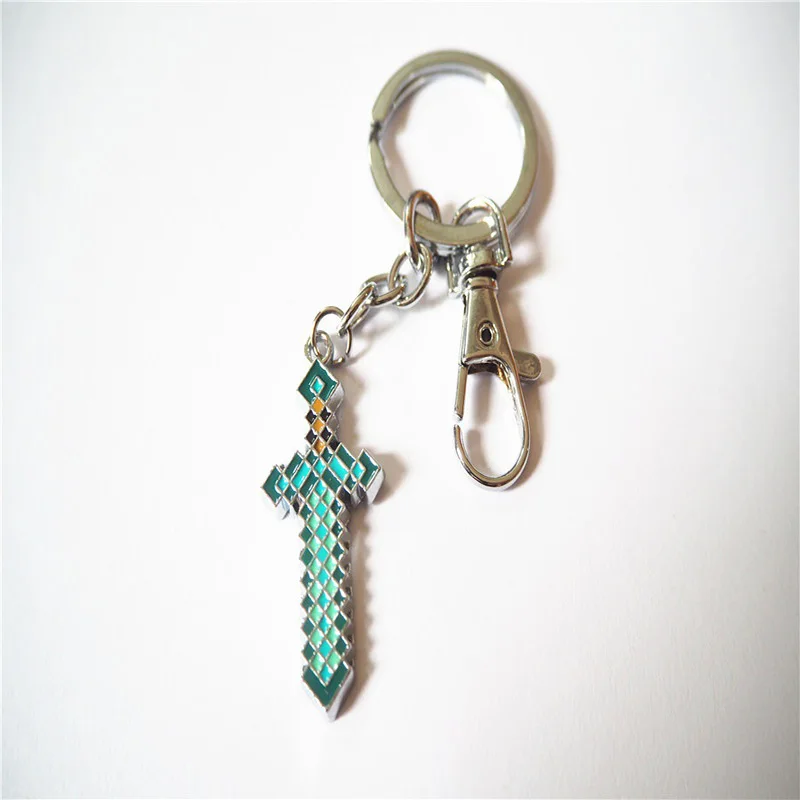

2020 Minecrafted Creative Creeper Diamond Sword Pickaxe Necklace Keychain Pendant Gift for Children Unisex