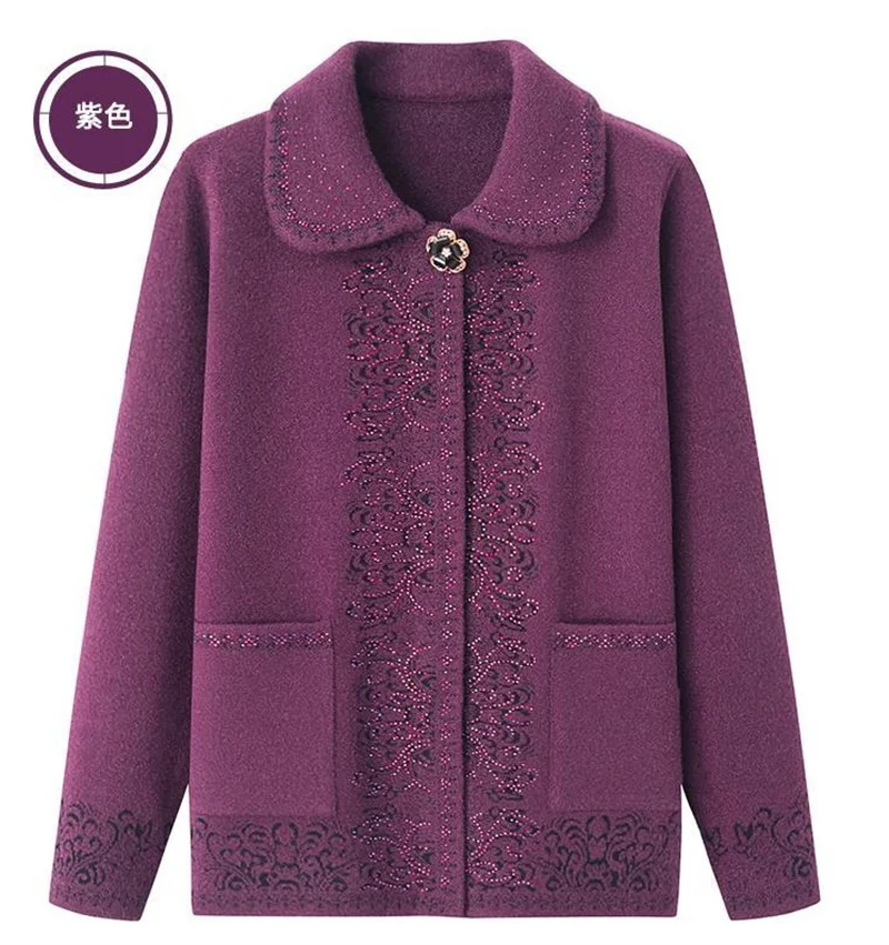 Elderly Women Sweater Autumn Winter New 
