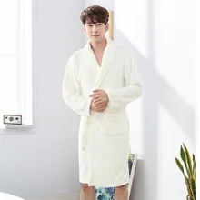 Зимний плотный теплый халат, халат для мужчин с длинным рукавом, фланелевый Халат, коралловый халат из флиса, v-образный вырез, интимное нижнее белье, мягкое Неглиже