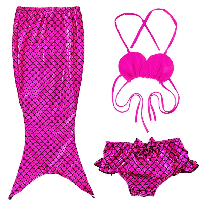 Купальный костюм русалки из 3 предметов для маленьких девочек, купальный костюм русалки, купальный костюм, комплект бикини, От 2 до 12 лет - Цвет: 001-B