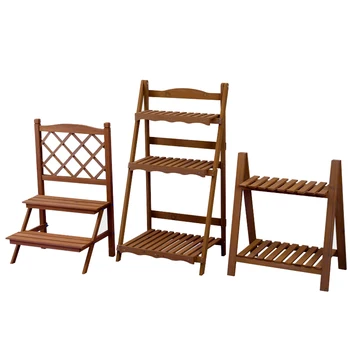 

Log Specials Vintage Flower Stand Solid Wood Antique Outdoor Anti-corrosion Wood Balcony Living Room Multi-function Shelf