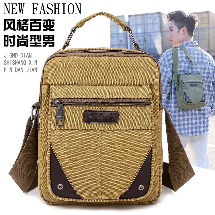 

New Style Men Shoulder Bag Casual Canvas Bag Multi-functional MEN'S Single-shoulder Bag Korean-style Fashion Backpack