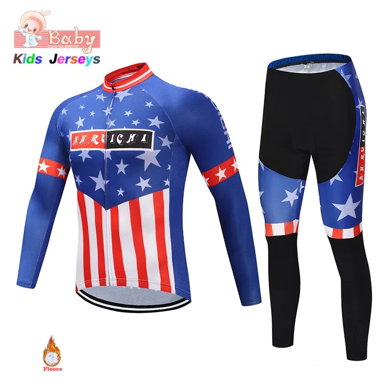 Roupa Ciclismo Winter Boys Long Sleeve Cycling Jersey Set Kid's MTB Uniform Bicycle Clothes Maillot Ropa Ciclismo Castelli