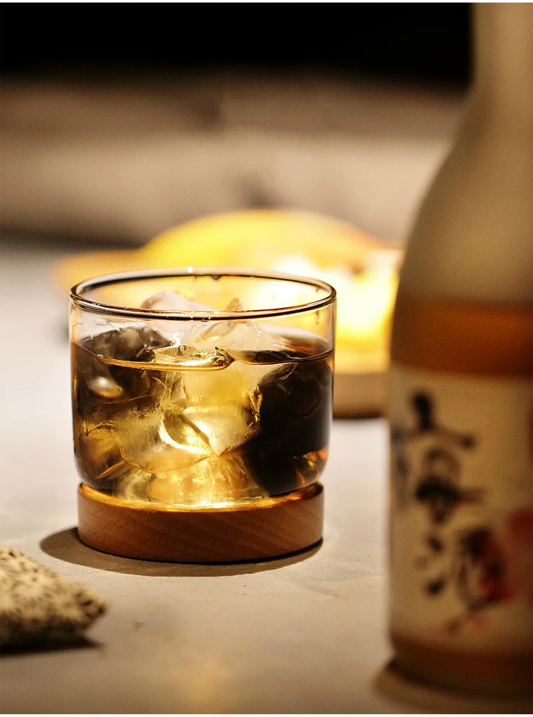 Творческий поднятый Hill хрустальный стакан для виски с деревянная подставка-опора бар Chivas модными принтами XO ликер духов виски Fujiyama Вино Кубок Copo Термокружка