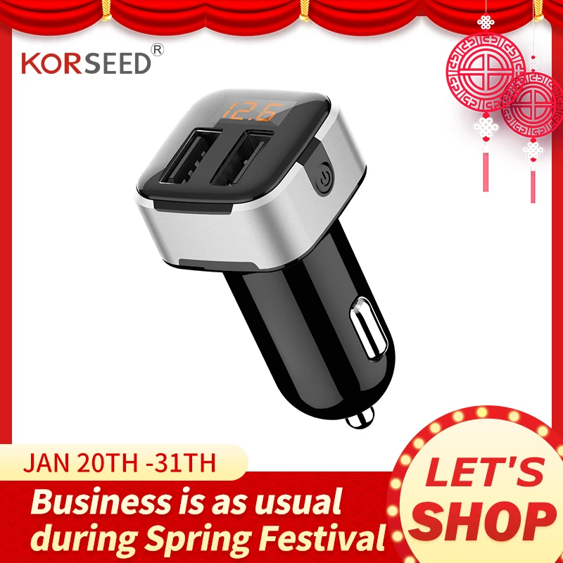 Автомобильное зарядное устройство KORSEED Mini с двумя usb портами 3 1 А|Кабели адаптеры