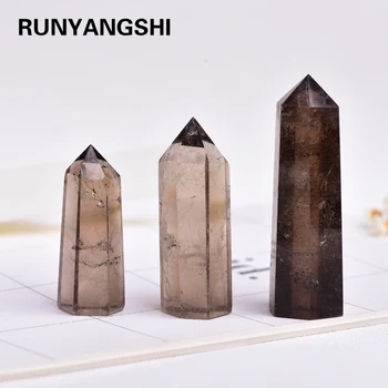 

4-7cm 1PC Natural quartz Tea Crystal Point Healing Smoky quartz Hexagonal Prisms Quartz Obelisk Wand Treatment Stone