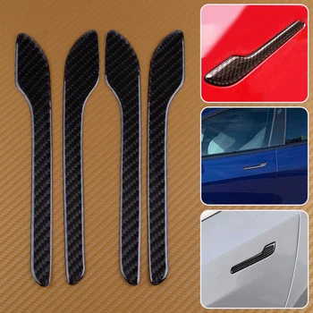 

CITALL 4Pcs Carbon Fiber Exterior Door Handle Cover Trim Fit for Tesla Model 3 2017 2018 2019