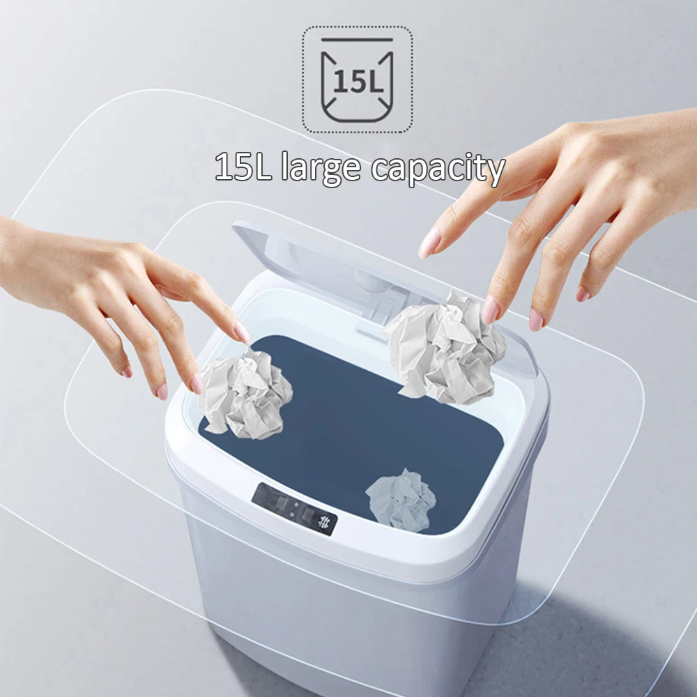 Intelligent Induction Motion Sensor Waste Bins Wide Opening Eco-Friendly Waste Garbage Bin Automatic Touchless Kitchen Trash Can