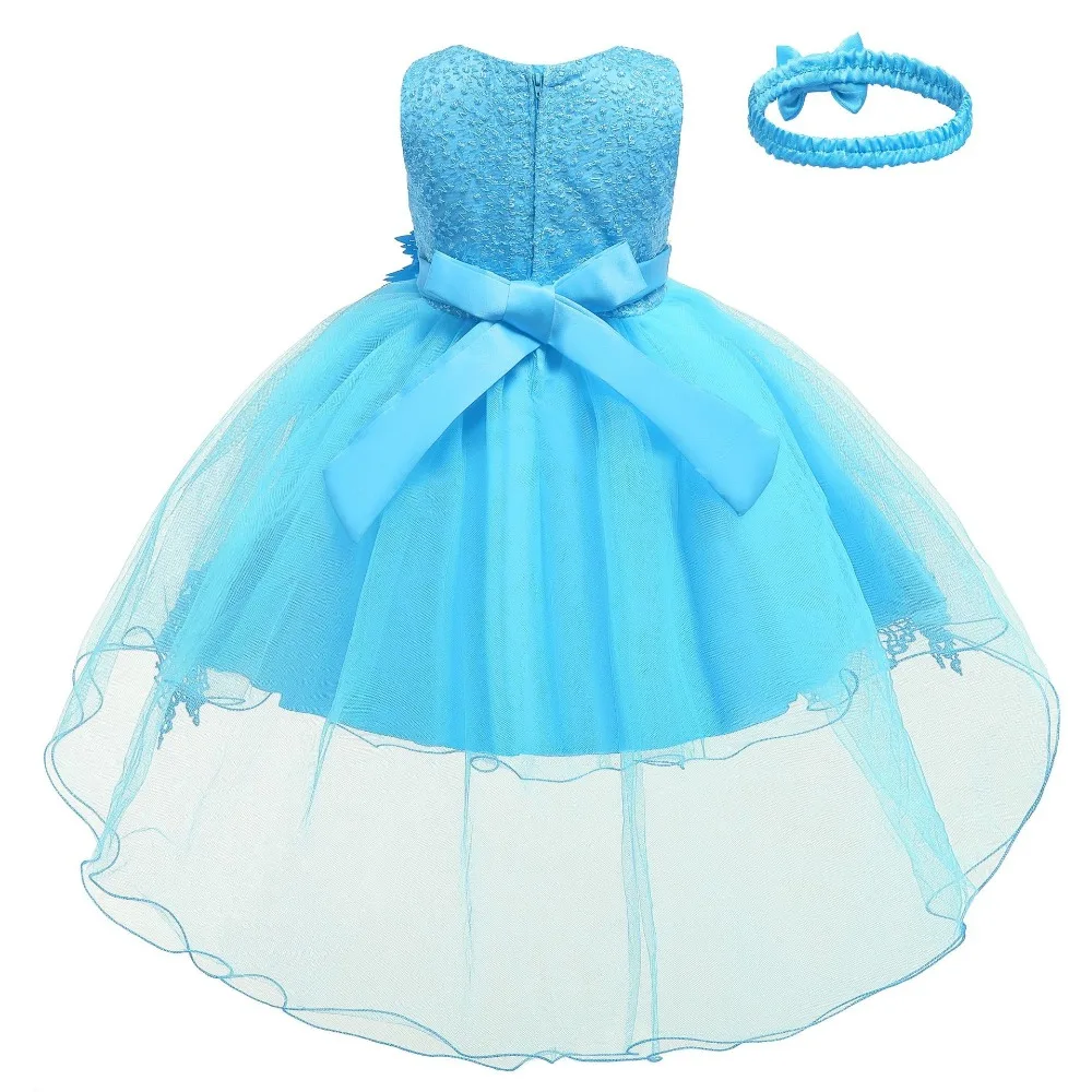 Baby Girls Dresses Applique Bead Princess Dress Toddler Girl Trailing Wedding Party Dress Birthday Ball Gown Vestidos Kids Dress (3)