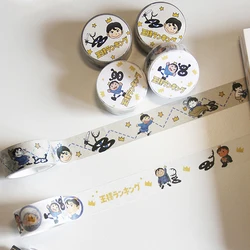 Autocollants adhésifs de masquage et Scrapbooking, 1 pièce, bande Washi, dessin animé rang Of Kings, Stickers de journal intime, décoration de papeterie scolaire, 2cm x 5m, DIY bricolage 