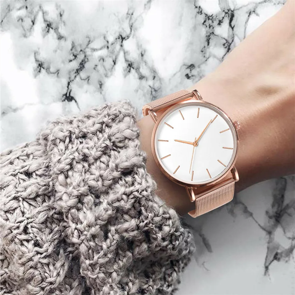 Women's Watch Rose gold Women's Watch 2020 women mesh belt ultra-thin fashion relojes para mujer luxury wristwatches reloj mujer