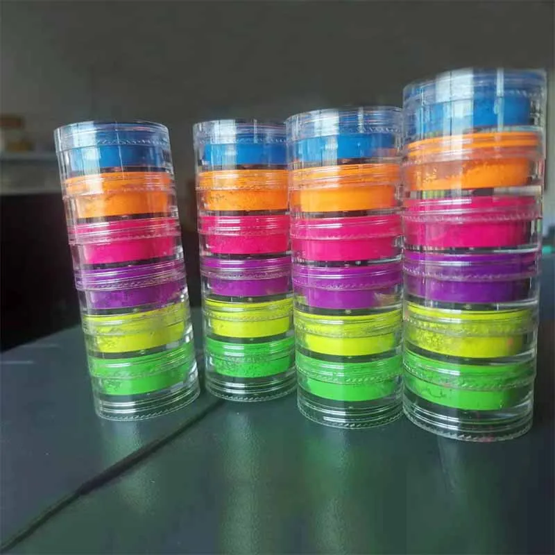 Neon Phosphor Pigment Powder Set Fluorescent Nail Glitter Eye Powder Manicure Decoration Nail Art Dust Pigment Paillettes nail powder nail glitter nail decoration nail decorations fluorescent pigment