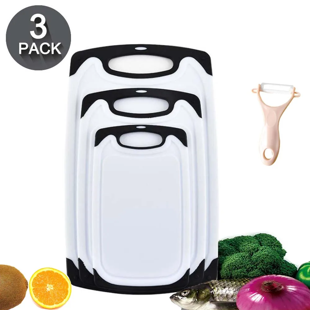 

Kitchen Cutting Board with a Peeler Anti-slip Design Plastic Chopping Board Dishwasher Safe for Vegetable Meat Kitchen Tools