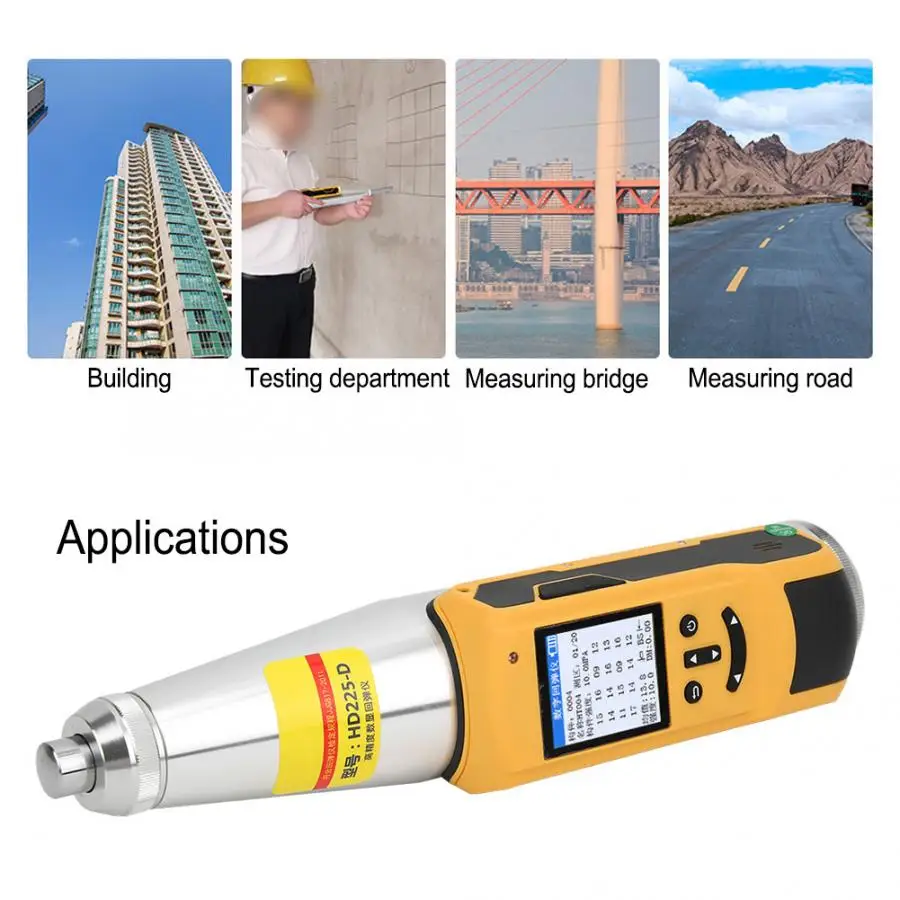 HD225-D механический цифровой Отскок Молоток тестер прочности бетона строительный измерительный прибор штепсельная вилка США 100-240 В