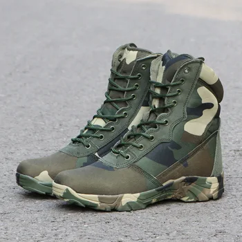 Camouflage Combat Military Boots Men Desert Tactical Boots Wear-resisting Non-slip Army Fans Outdoor Hiking Training High Shoes