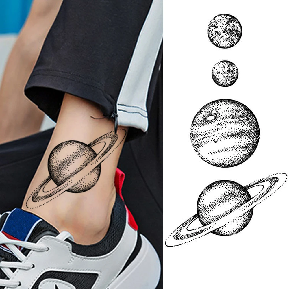 

Design Fake Planet Universe Temporary Tattoos For Men Body Art Women Arm Tattoo Stickers Kids Realistic Tattoo